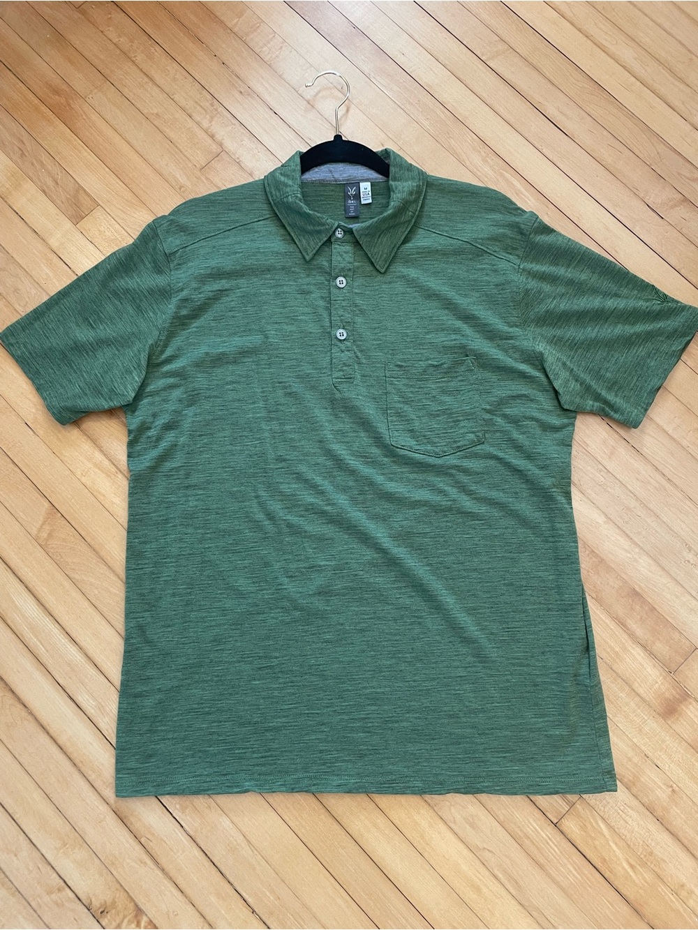 IBEX OD Crosstown Merino Wool Polo Shirt Regular Fit Heather Green Preppy Casual